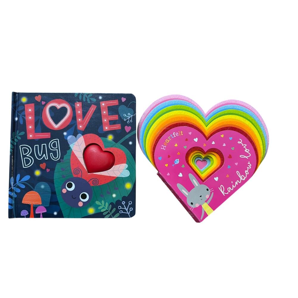Lot of 2 Baby Board Books - Valentine's Day - Love Bug - Rainbow Love